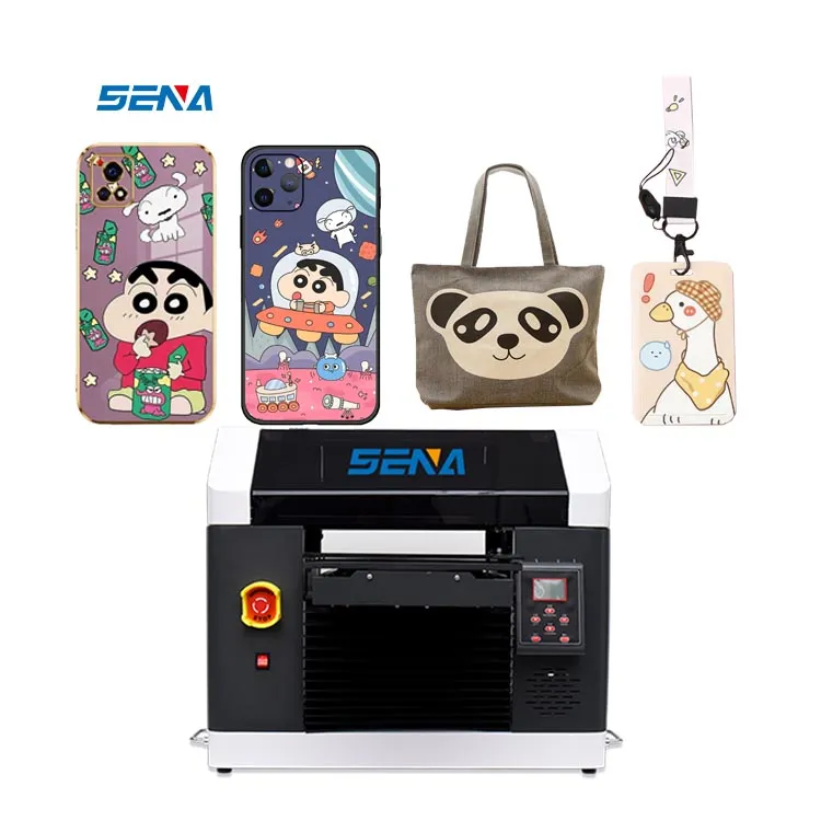 Advertising Industry A3 Small 30*45cm UV Flatbed Inkjet Printer CMYKW Varnish for Card Phonecase Acrylic Sticker Glass Wood PVC