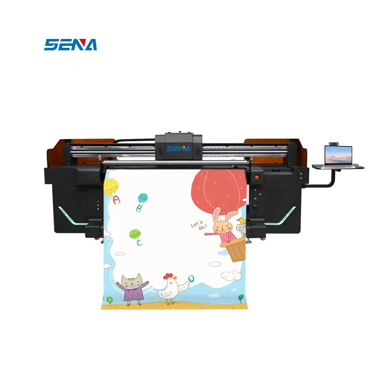 Printer Flatbed Tinta UV Roll To Roll Hibrida Cetak 1.8M Semua Dalam Satu untuk Kain Kulit Cetak Fleksibel Kain T-Shirt Rok