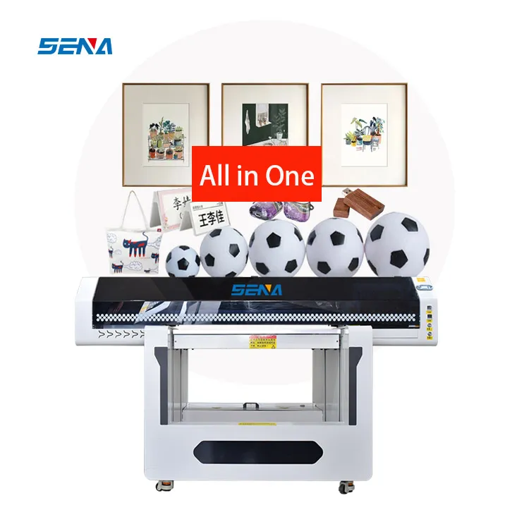 All In One 90*60cm Small A3 UV Inkjet Flatbed Printer Full Automatic CMYKW+Varnish for 3D Leather PVC Tiles Wood Phone Case