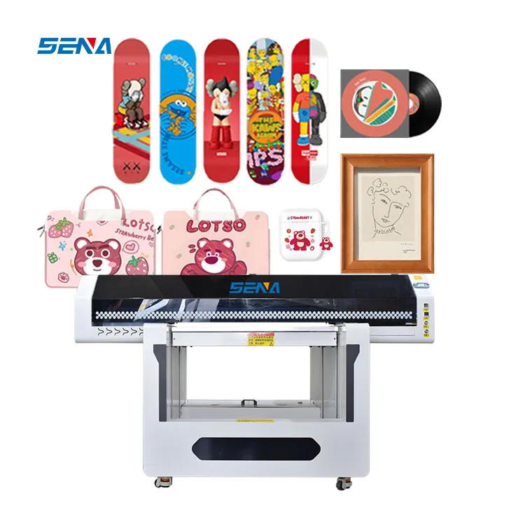 Printer Flatbed UV Inkjet All-In-One Terbaik CMYK Otomatis Kompetitif Harga Rendah untuk T-Shirt Casing Ponsel Akrilik Kaca Label Kartu