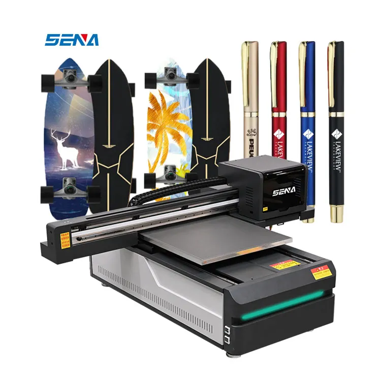 Cheapest Small Printing Machine 60*90cm UV Inkjet Flatbed Printer CMYKW Varnish for T-Shirt Shoes Wood Phone Case Glass PVC Card