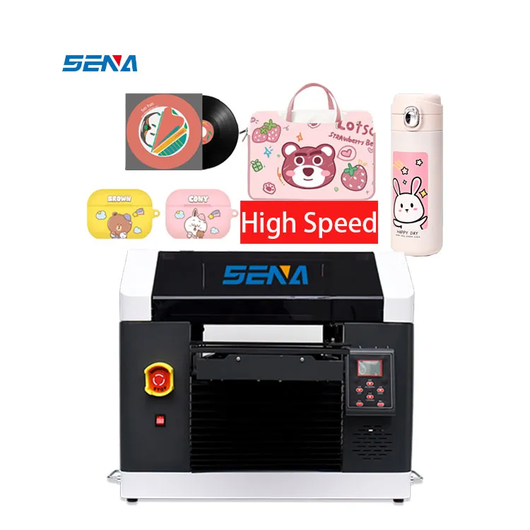 Complete Set UV Flatbed Inkjet Printer A3 Small Digital CMYKW+Varnish for Photo Self-adhesive Crystal Label PVC Wood Phone Case