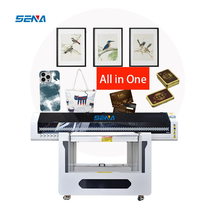 Printer Digital Semua Dalam Satu 900*600Mm Printer Inkjet UV Flatbed Printer Digital Otomatis Penuh untuk Casing Ponsel Akrilik Kaca Label Kartu