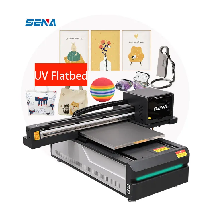 Mesin Cetak Digital A3 A4 Printer Flatbed Inkjet UV 60*90Cm Industri 3D untuk Casing Ponsel Akrilik Kayu Kaca Logam PVC Glof