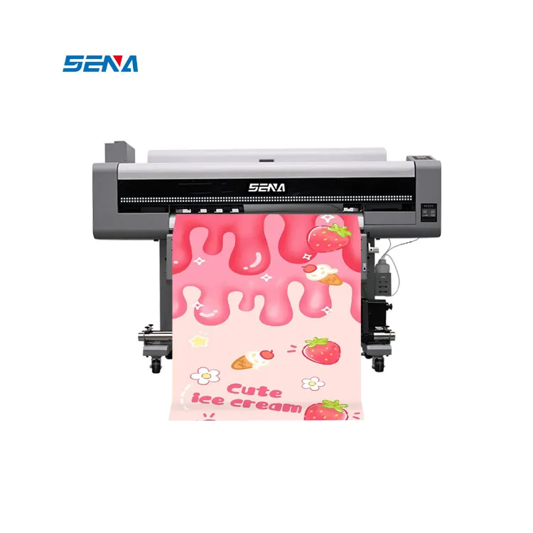 Tinta Langsung Digital Roll to Roll Printer Uv Tumbler Rotary untuk Stiker Kain Kulit Linen Tekstil Poster Mesin Printer Lebar