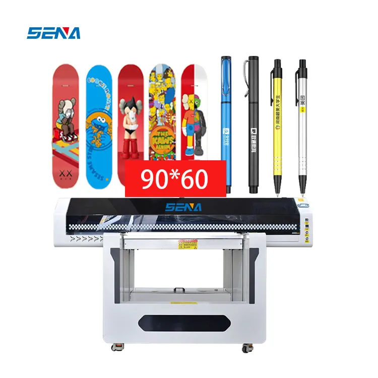 Printer Format Besar Ramah Lingkungan 90*60Cm Printer Flatbed Inkjet LED Digital untuk Sepatu Logam Casing Ponsel Akrilik PVC Kayu