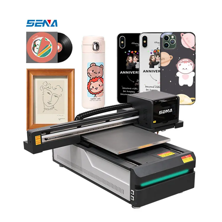 Eco Friendly Uv Printer 60*90cm UV Inkjet Flatbed Printer CMTKW+Varnish for Custom T-Shirt Shoes Wood Phone Case Glass PVC Card