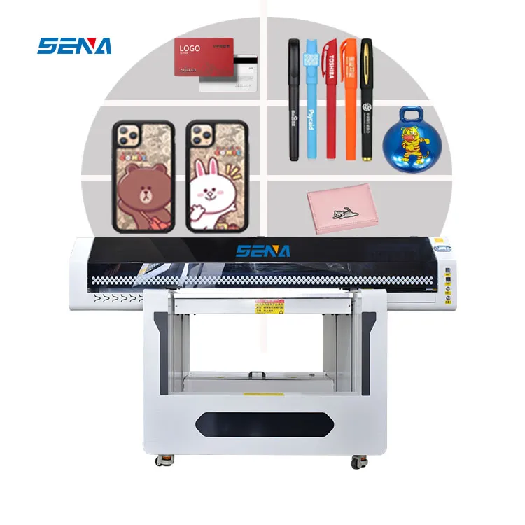 Mesin Cetak DTF 90*60Cm Otomatis Penuh Printer UV Flatbed Inkjet untuk Wallpaper 3D Casing Ponsel Kartu Kayu Ubin PVC Kulit