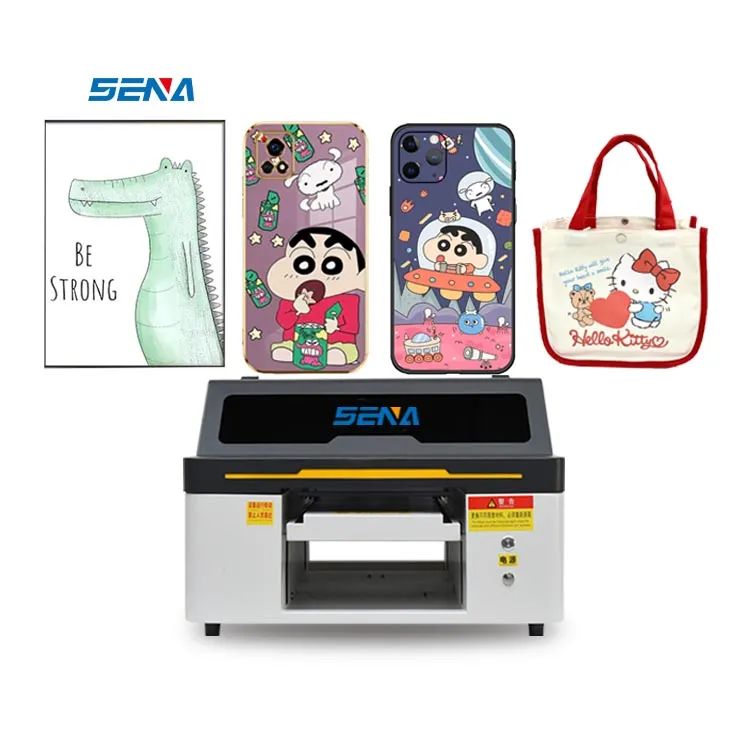 Full Color A3 A4 Small UV Inkjet Flatbed Printer with Epson Nozzle Custom for 3D Metal Nameplate Pen Phonecase Wood PVC Plastic