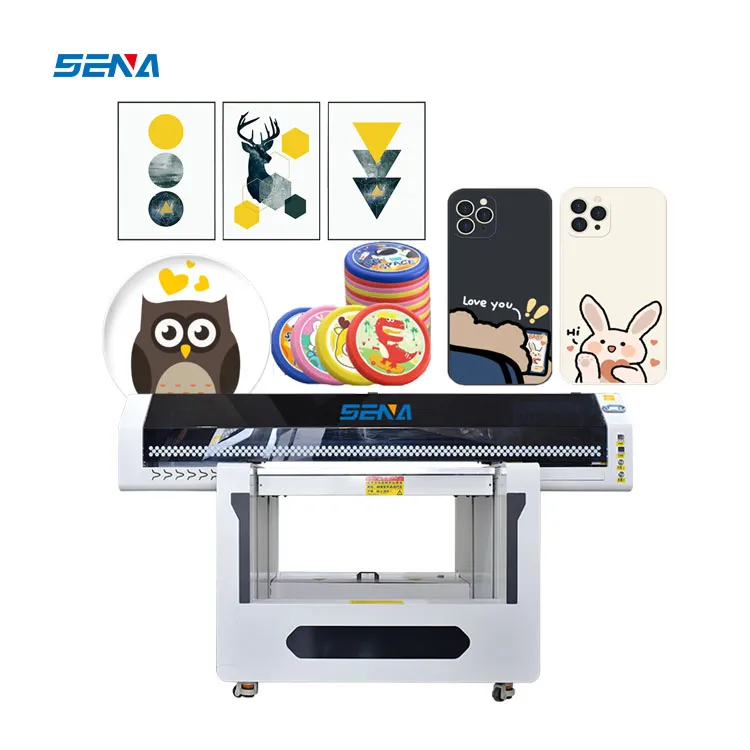 Full Color UV Inkjet Flatbed Printer Large Format Printer 90*60cm 3D Custom for Wood Acrylic PVC Phonecase Metal Glass Pen Shoes