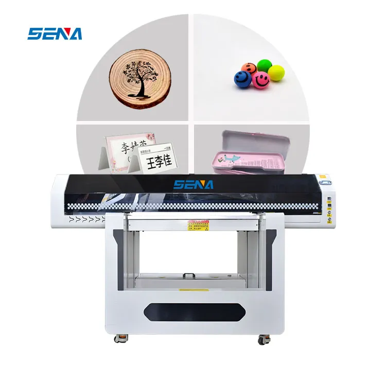 Mesin Cetak Digital 90*60Cm Otomatis Sepenuhnya Printer UV Flatbed Inkjet untuk Kotak Ponsel Botol Anggur Kotak Akrilik Kayu Kaca