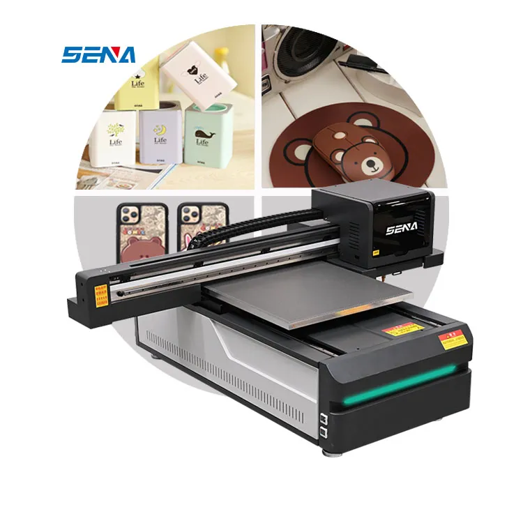 Kualitas Baik Digital 6090 CMYKW Bisnis KecilA2 A3 A4 Printer Inkjet Flatbed Printer UV untuk Kulit Ubin PVC Casing Ponsel Kayu