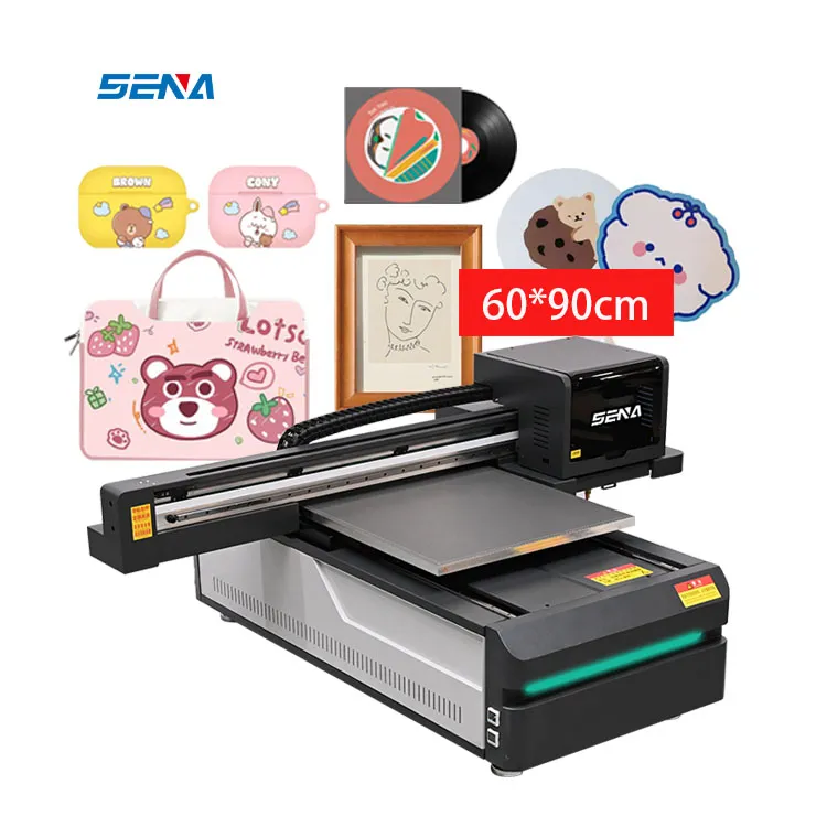 Printer Flatbed Inkjet UV Dapat Disesuaikan Tinggi Semua Dalam Satu LED Lebih Cepat A3 Kecil untuk Casing Ponsel Kayu 3D Kustom Label Kartu PVC Kaca