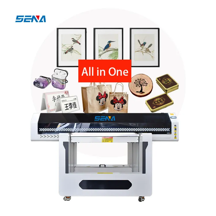 Mesin Cetak Inkjet Printer UV DTF Flatbed 90*60Cm Kecepatan Tinggi A3 untuk Media Pelarut Ramah Lingkungan Bantalan Casing Ponsel Digital Printer 3D