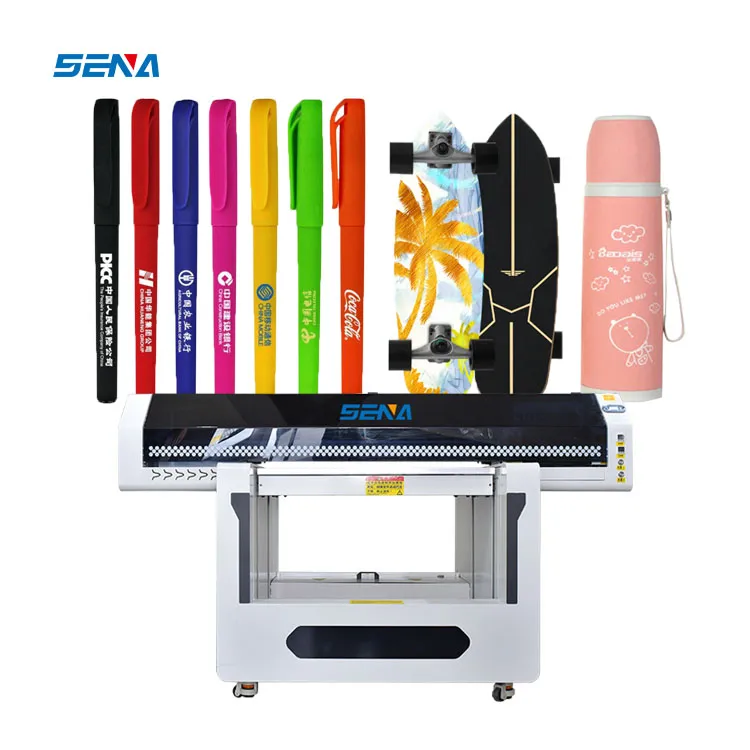 High Speed Digital Printing Machine 90*60 UV Inkjte Flatbed Printer Auto LED Varnish for Sticker Phone Case Glass Wood PVC Card