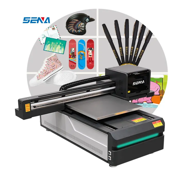 Printer UV Flatbed Inkjet LED Ukuran A1 6090 Digital Ramah Lingkungan Kecepatan Tinggi untuk Casing Ponsel Akrilik Kustom Pena Kartu PVC Golf