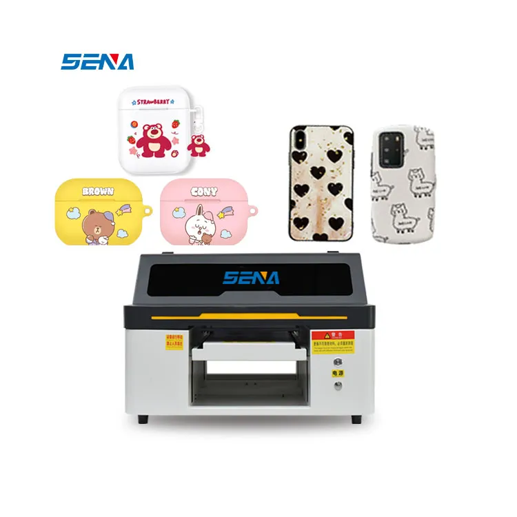 Printer Flatbed Inkjet UV Ukuran Kecil Mini A3 Pelarut Ramah Lingkungan Kecepatan Tinggi Unggulan dengan Casing Ponsel 3D Printer Kartu Cup Logam Akrilik