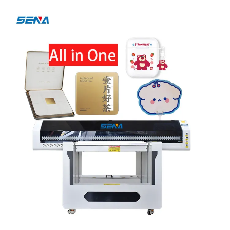 High Speed UV Inkjet Flatbed Printer CMYK+W Large Format Printer 90*60cm for Acrylic PVC Phone Case Metal Glass Pen Shoes Wood