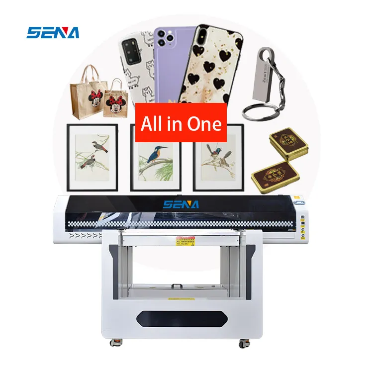 Mesin Cetak Industri 90*60Cm Printer Inkjet UV DTF Flatbed Digital A3 Kecil untuk Casing Ponsel Akrilik 3D Pena Kartu PVC Golf