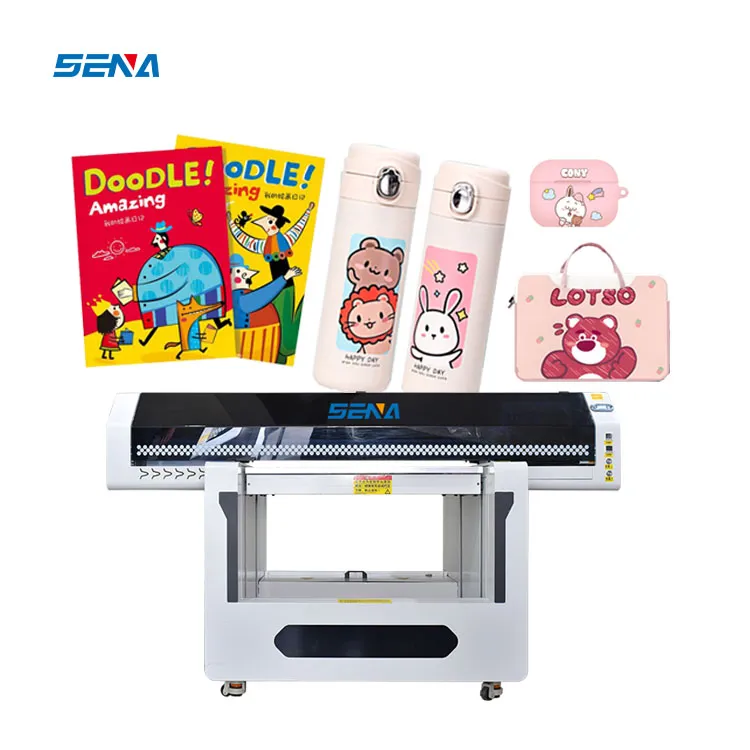 Label Sticker UV Inkjte Flatbed Printer Machine CMYK+Varnish High Speed All in One for T-Shirt Phone Case Glass Wood PVC Card