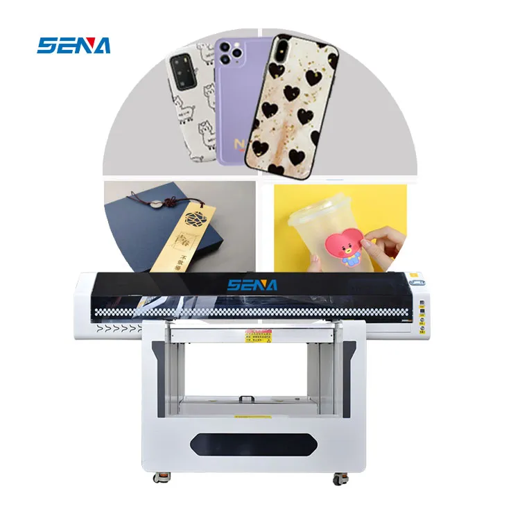 லோகோ Digital Printing Shop Machine 90*60cm Flatbed DTF UV Inkjet Printer A3 for 3D Eco Solvent Media PhoneCase Pad Card Label