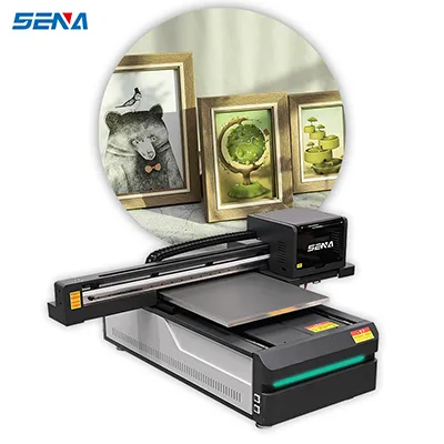 LOGO Printing machine 60*90CM size i3200 EpSON Printhead CMYKW+ varnish for badge phone case charging bank