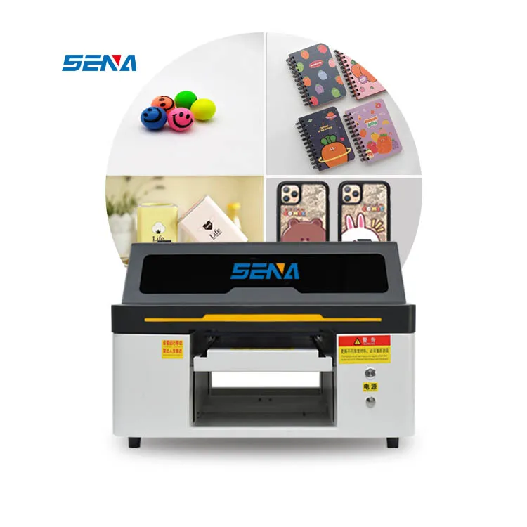 Mini A3 Ukuran 3045E UV Inkjet Flatbed Printer Kecepatan Tinggi untuk Papan Nama Papan Kaca Kotak Kemasan Phonecase