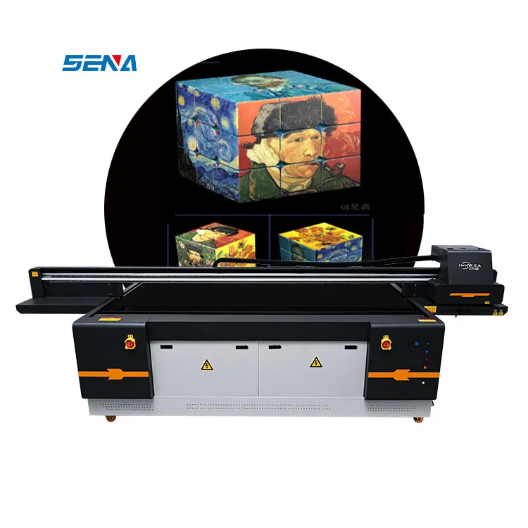 Mesin printer SENA 2513 platform flatbed besar dengan printhead Ricoh gen6 untuk pencetakan kaca, matel