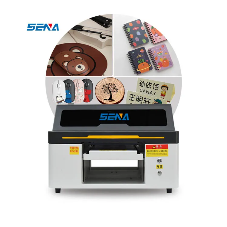 SENA Desktop Inkjet Plate Type Printer 3045E Small UV Ink Flat Printer for Plastic Phone Case Wood Acrylic Metal Cylinder Card