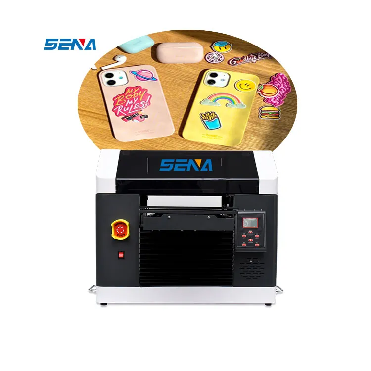 SENA Factory A3 digital uv flat printer mencetak pada permukaan apa pun penjualan printer uv jelas mengkilap timbul 3D