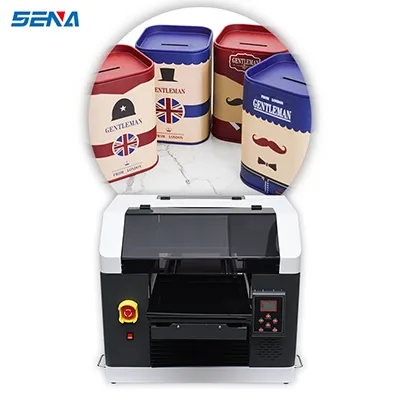 Mesin Cetak Inkjet Printer Flatbed Bahan 3045 Nosel Ganda Multifungsi Baru SENA untuk Celengan, Pelat Ringan