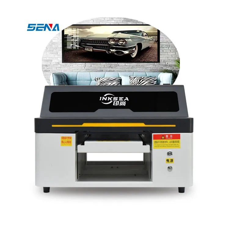 Sena Small UV Printer 3045E with XP600 head CMYK+W color for ID card phone case glass UV flatbed printer