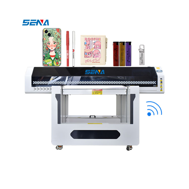Sena UV Flatbed Printer 9060 dengan 2-3 G5I Head Digital Inkjet Printer untuk Papan Kaca Akrilik Logam Foto