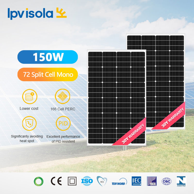 140-150 واط 166 وحدة الخلايا الشمسية المنقسمة