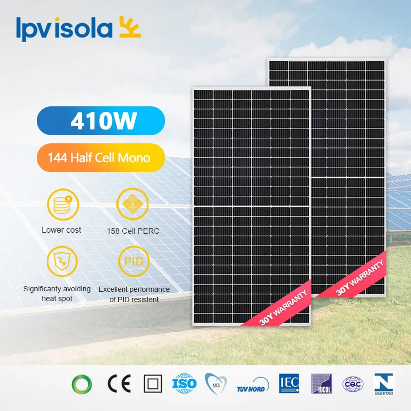 Módulo solar de vidro único de 410 W