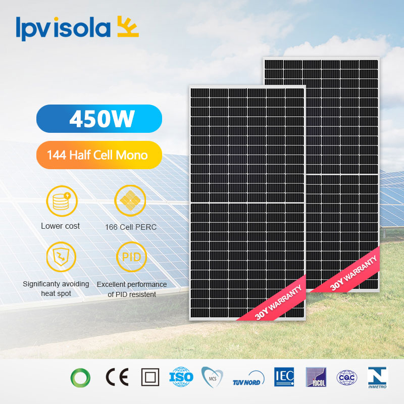 Módulo solar de vidro único de 450 W