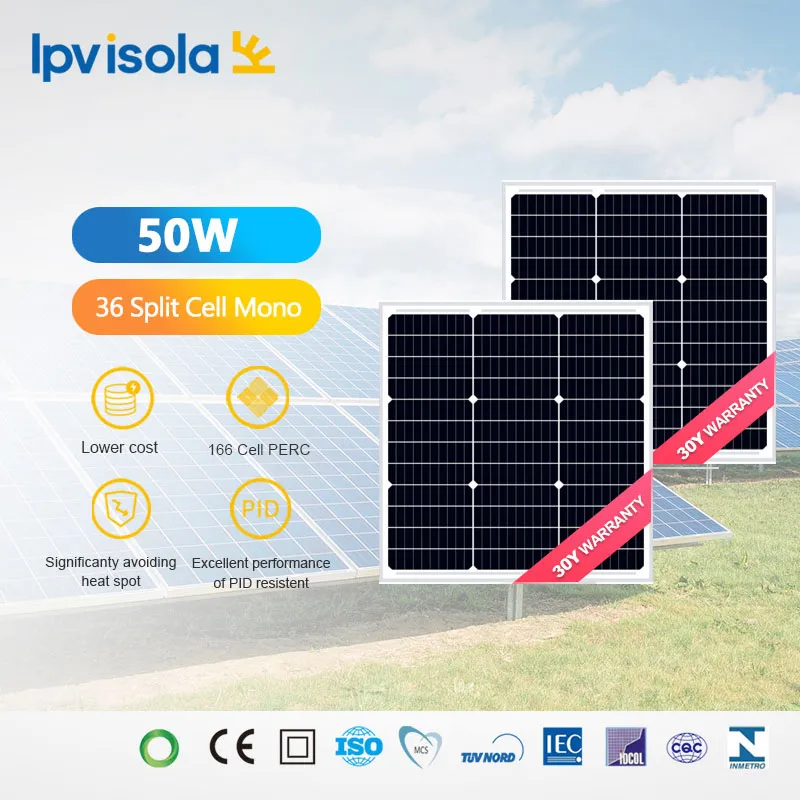 Módulo solar de celda dividida 50W 166