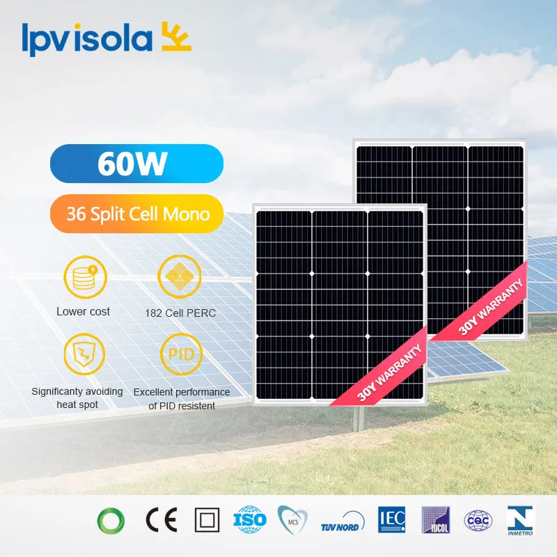 Módulo solar de celda dividida 60-65W 182