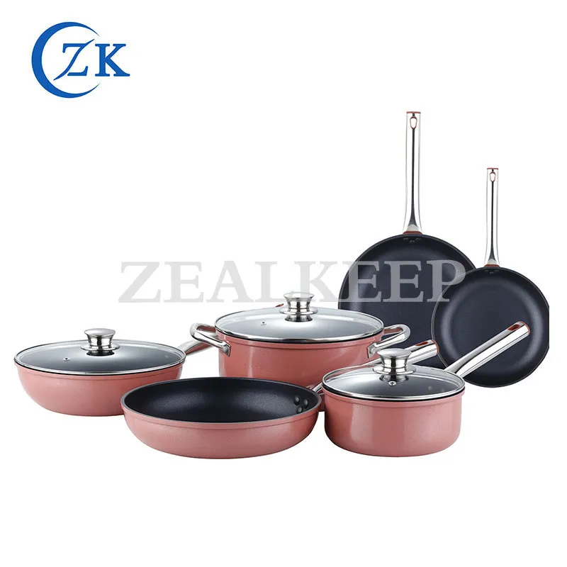 Glass Lid Rolled Edge Aluminum Nonstick Cookware Set