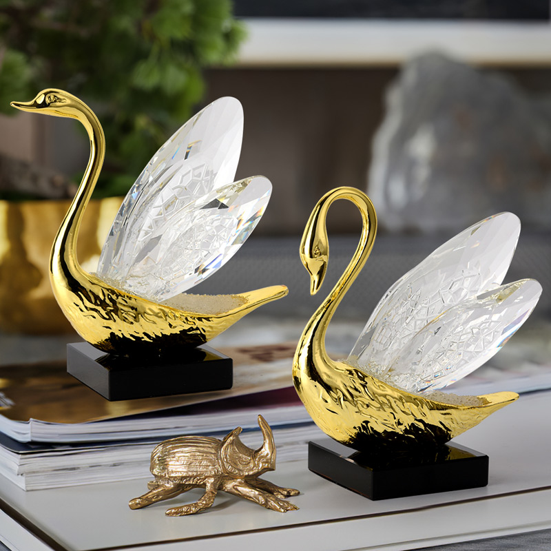 Crystal art piece, creative modern and luxurious home decoration piece swan ornament