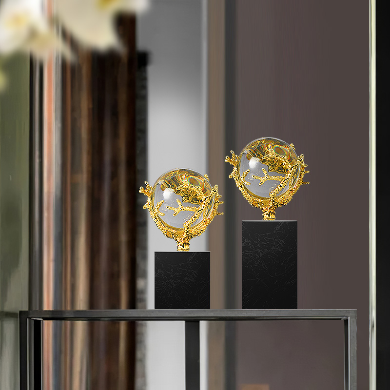 High-end light luxury crystal ball ornament bookshelves decorative item