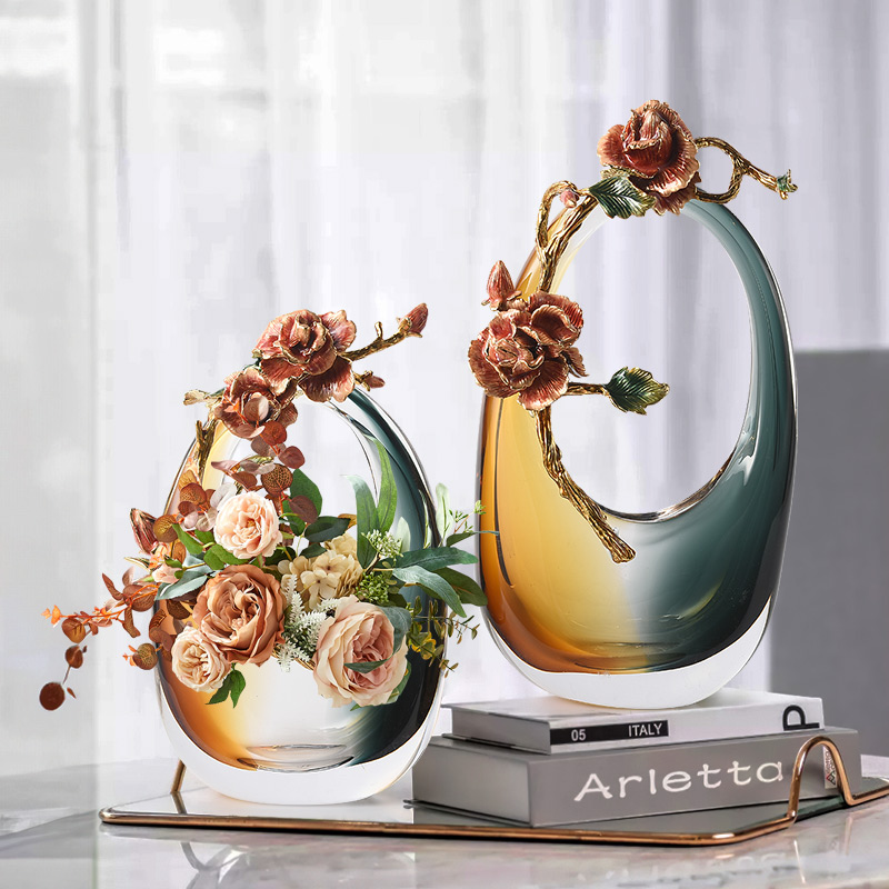 Luxurious enamel-colored glass vase house entrance table decoration