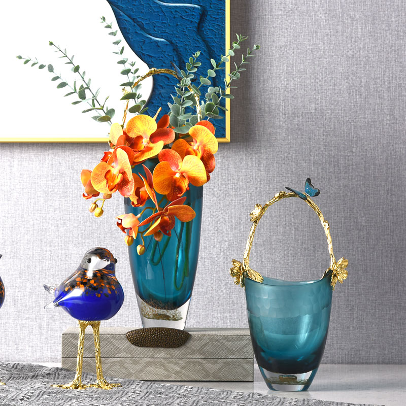 Simple and modern gradient glass vase dried flower vase and flower arrangement