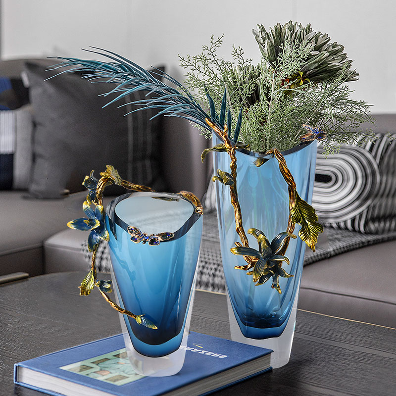 Gradient blue enamel vase