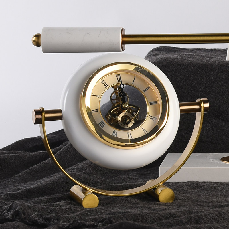 Marble table clock suitable for living rooms, study rooms, office desks, and model homes