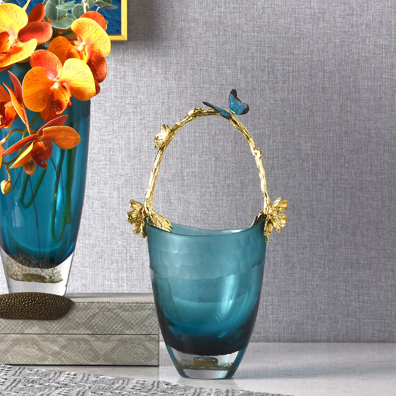 Simple and modern gradient glass vase dried flower vase and flower arrangement