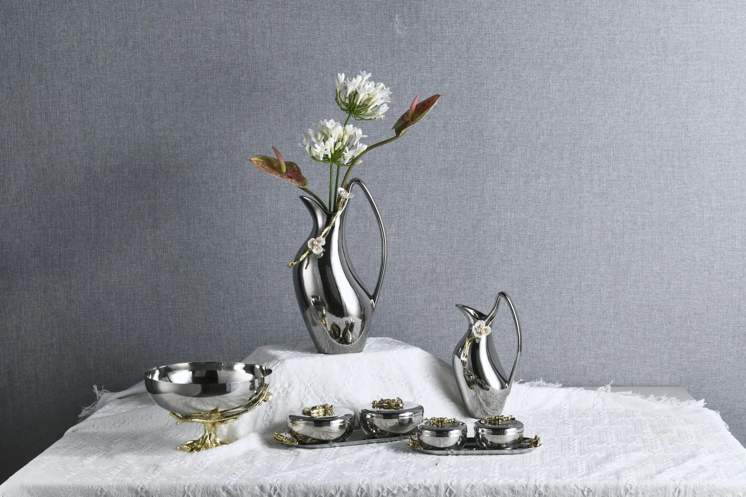 Stainless Steel Home Decor Collection: Vases and Storage Jars