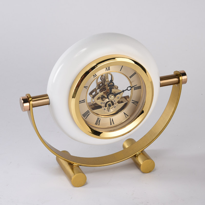 Marble table clock suitable for living rooms, study rooms, office desks, and model homes