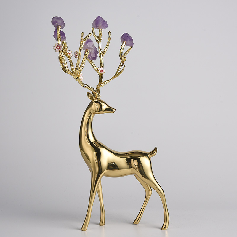 luxury new Chinese style Copper deer ornament artistic handicraft and gift
