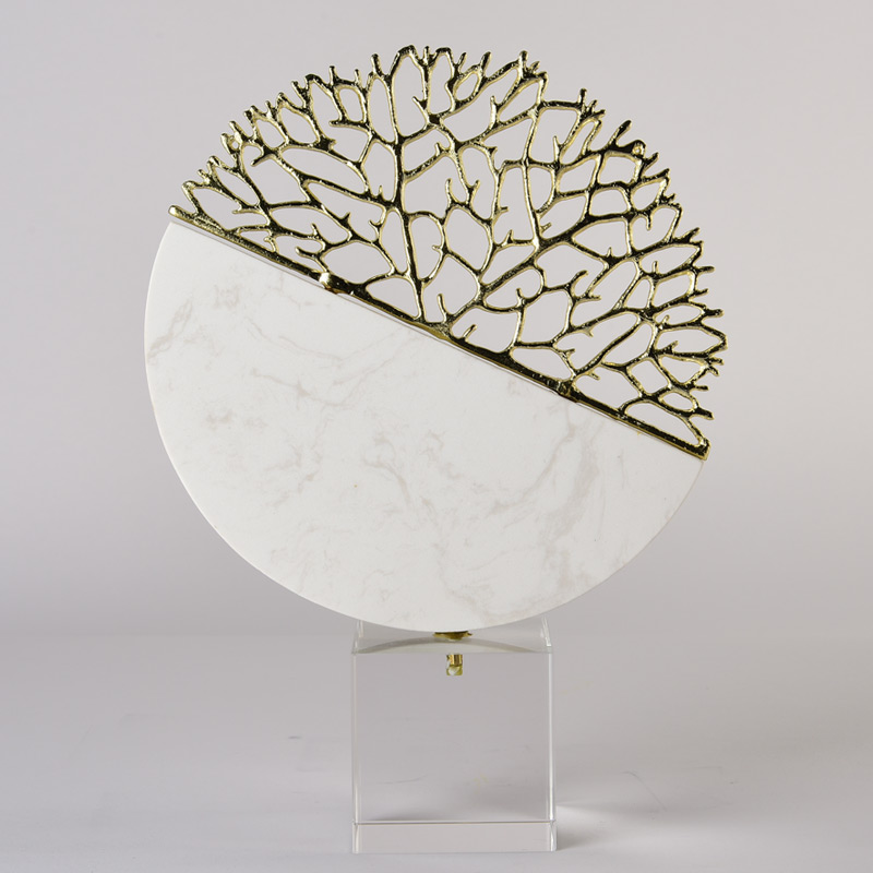 Luxury coral tree ornament marble handicraft artistic crystal decoration